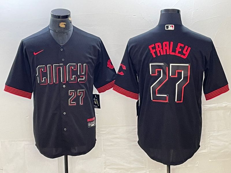 Men Cincinnati Reds #27 Fraley Black City Edition Nike 2024 MLB Jersey style 5->cincinnati reds->MLB Jersey